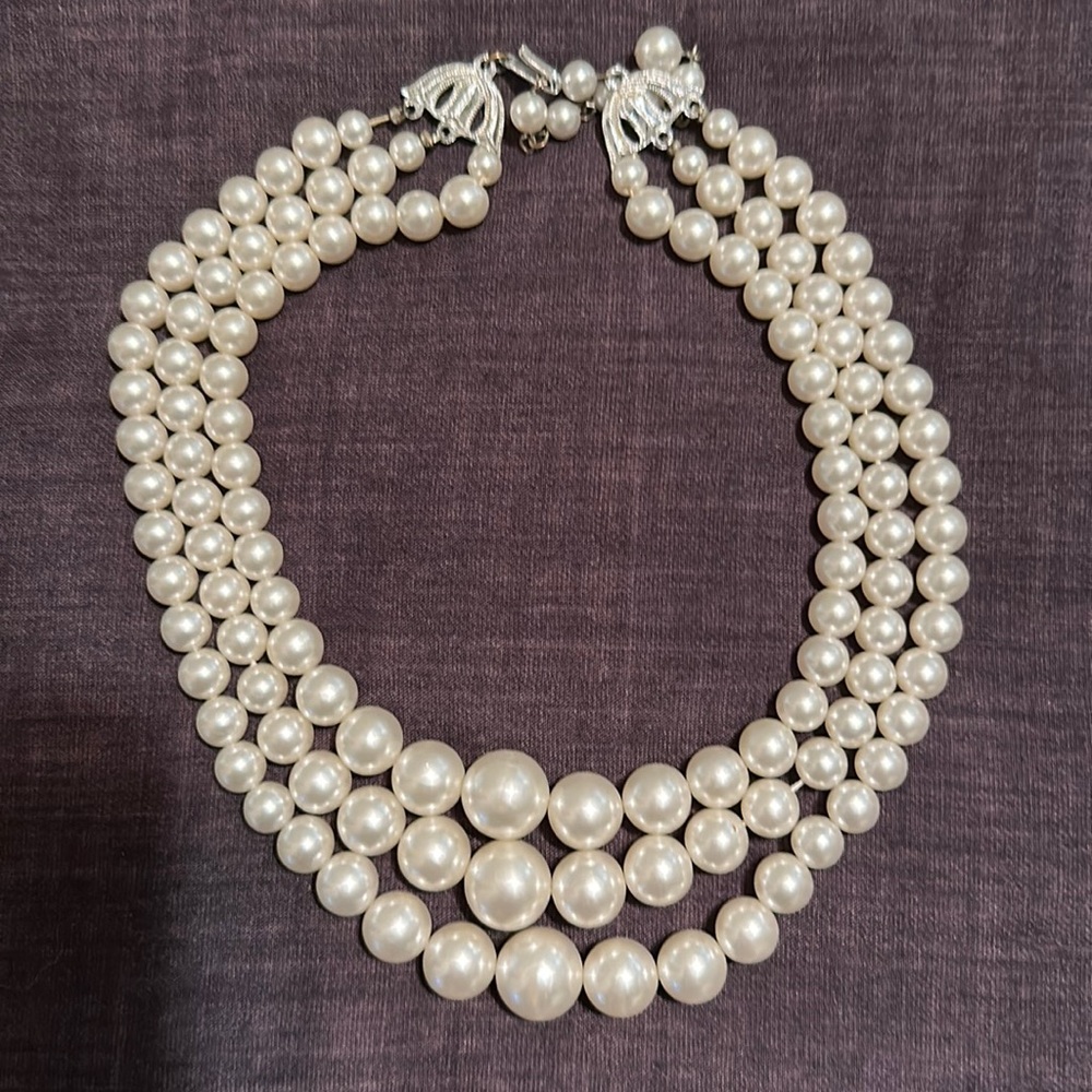 Pearl Choker Necklace, Vintage Jersey
